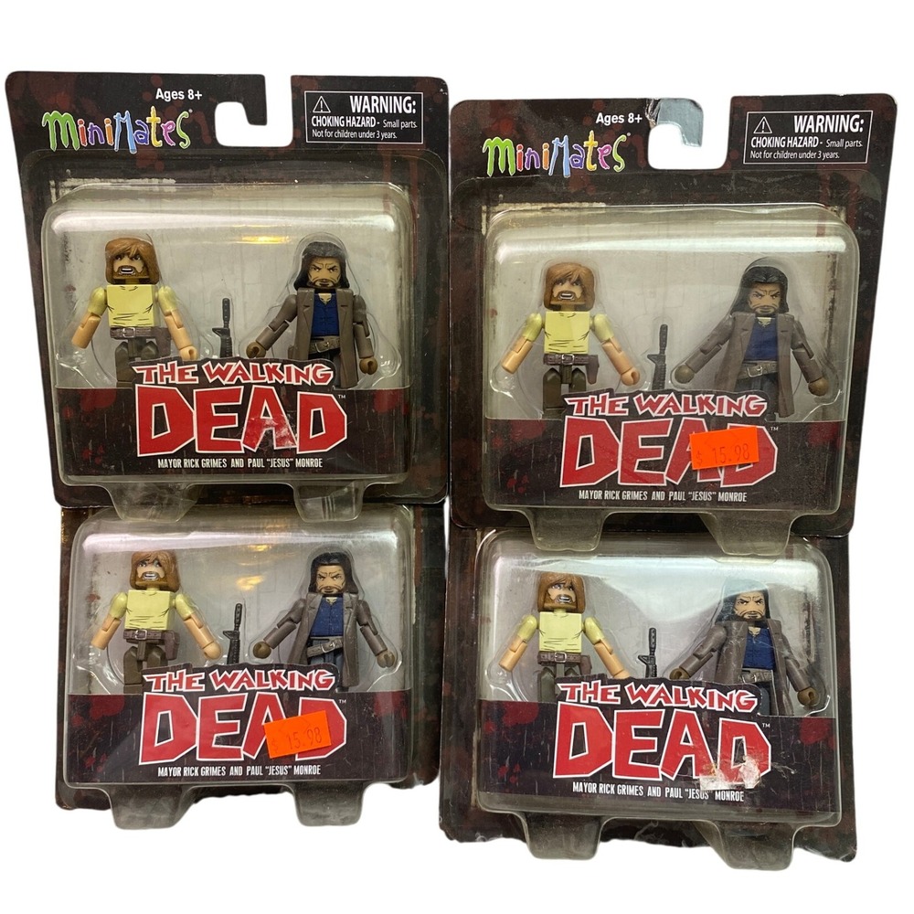 Set‎ of 4 Walking Dead Minimates Mayor Rick Grimes Paul Jesus Monroe Figure